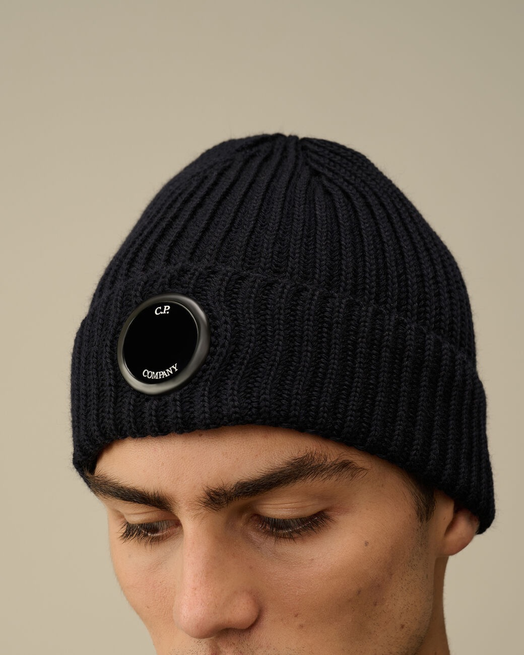 Cp Company Muts Merino Wool Lens Beanie Zwart