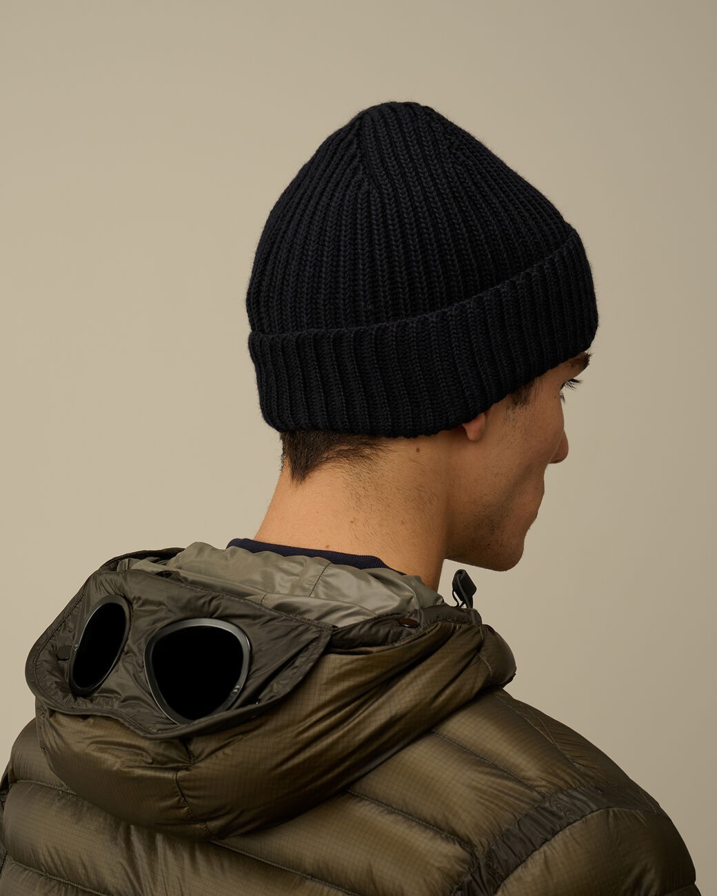 Cp Company Muts Merino Wool Lens Beanie Zwart