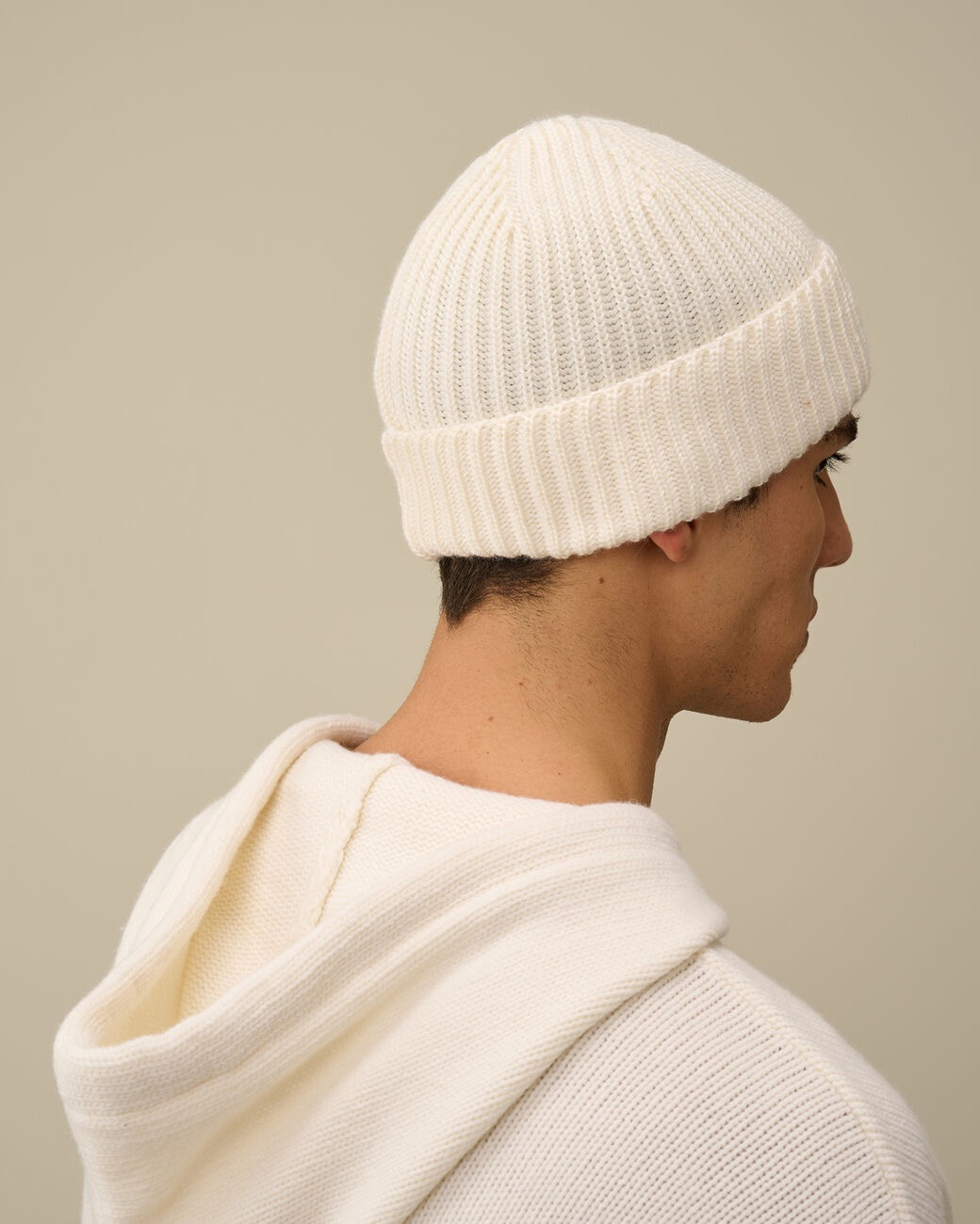 Cp Company Muts Merino Wool Lens Beanie Off White