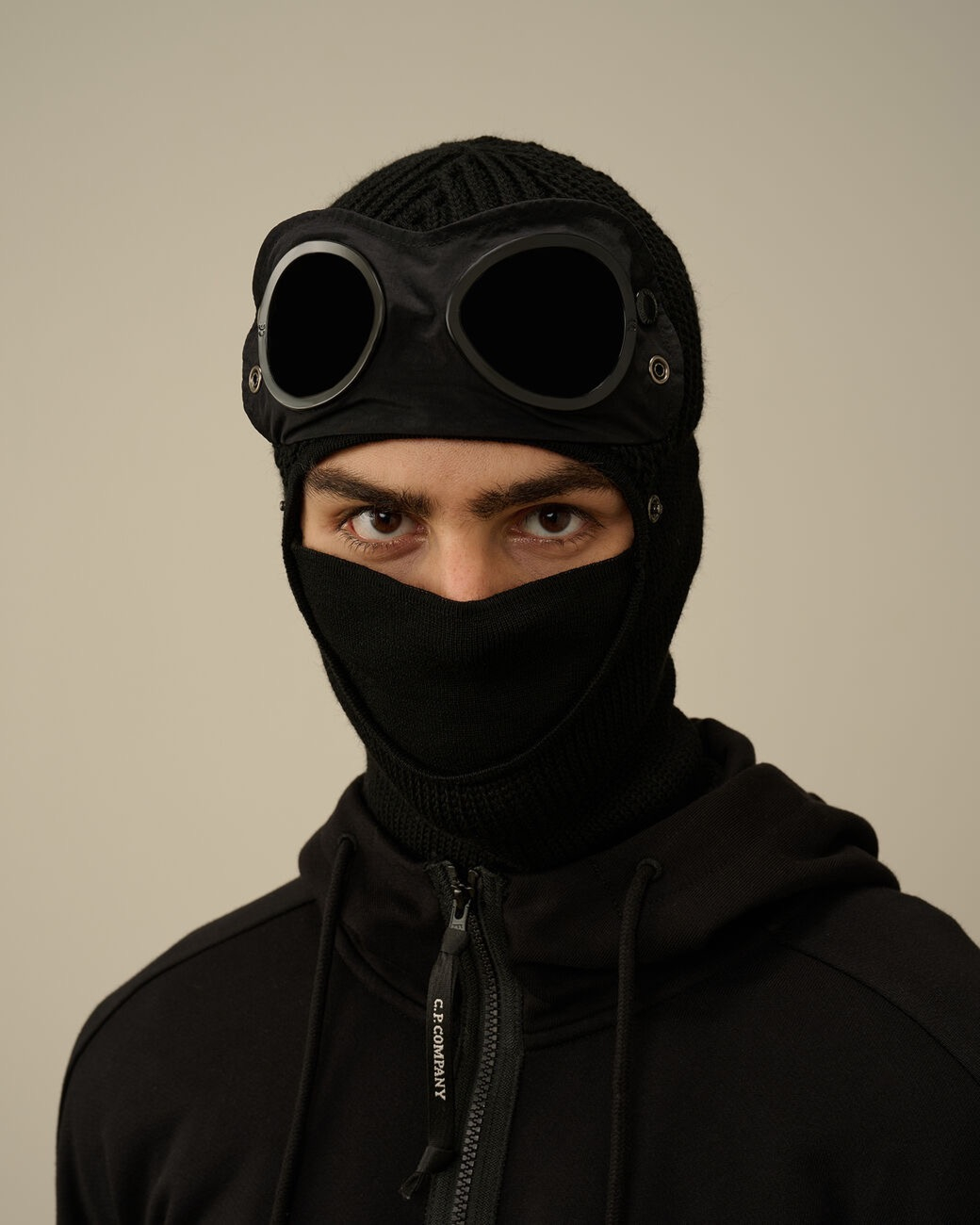 Cp Company Muts Merino Wool Goggle Balaclava Zwart