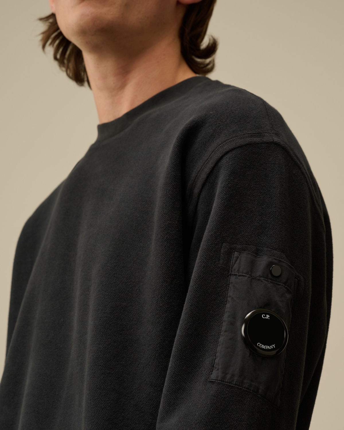 Cp Company Sweater Reverse Brushed Zwart