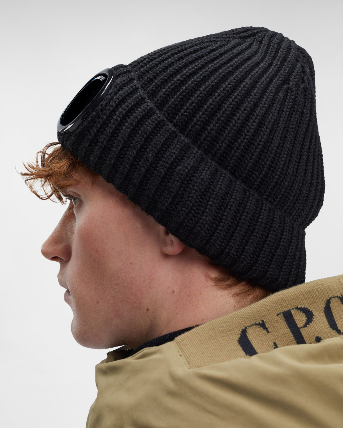 Cp Company Muts Merino Wool Goggle Beanie Zwart