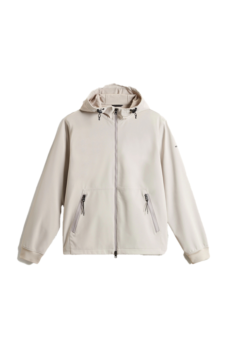 Woolrich Jas Soft Shell Full Zipp Hoodie Stuc