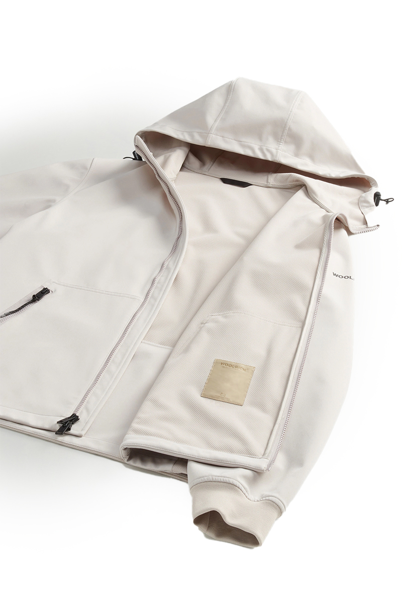 Woolrich Jas Soft Shell Full Zipp Hoodie Stuc