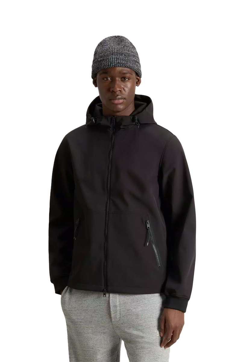 Woolrich Jas Soft Shell Full Zipp Hoodie Zwart