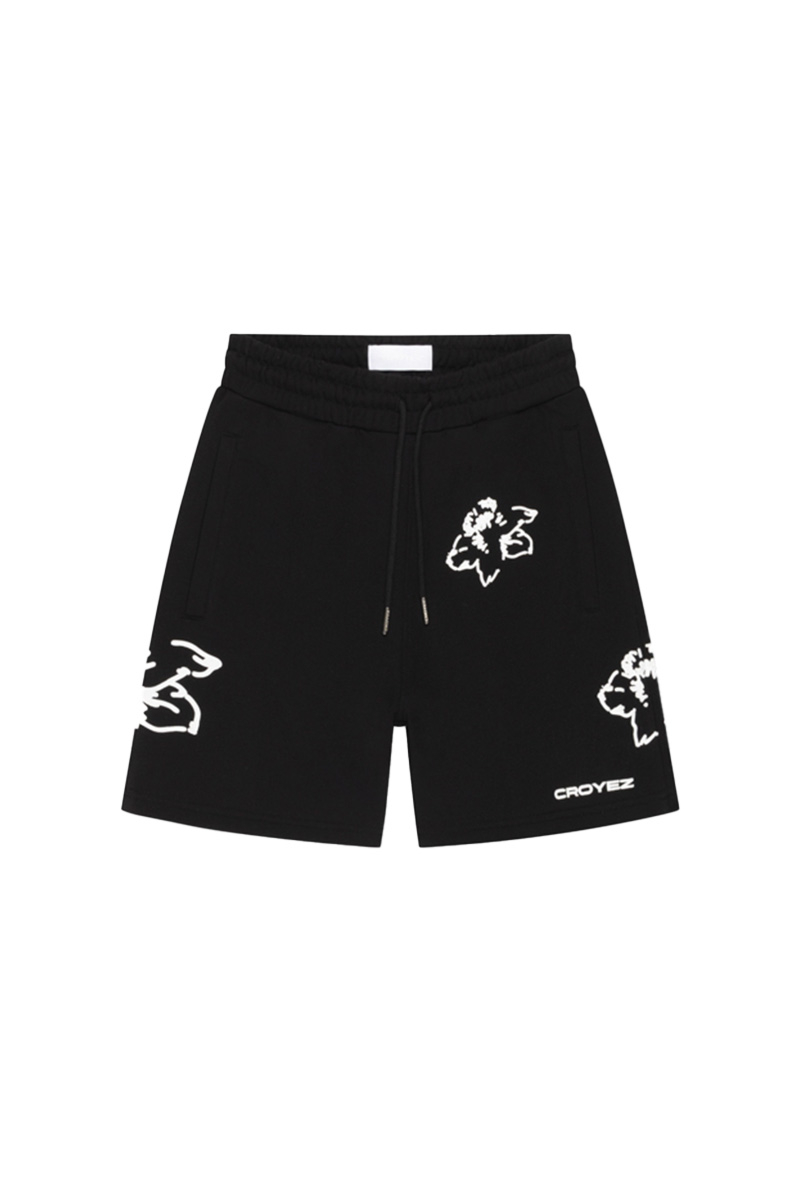 Croyez Short Initial Flower Shorts Zwart