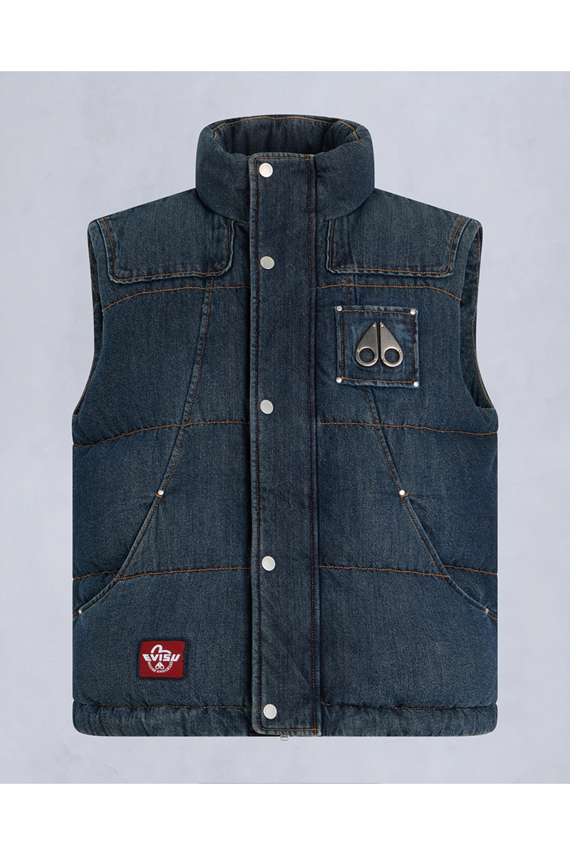 Moose Knuckles Bodywarmer Evisu X Moose Denim Down Vest Blauw