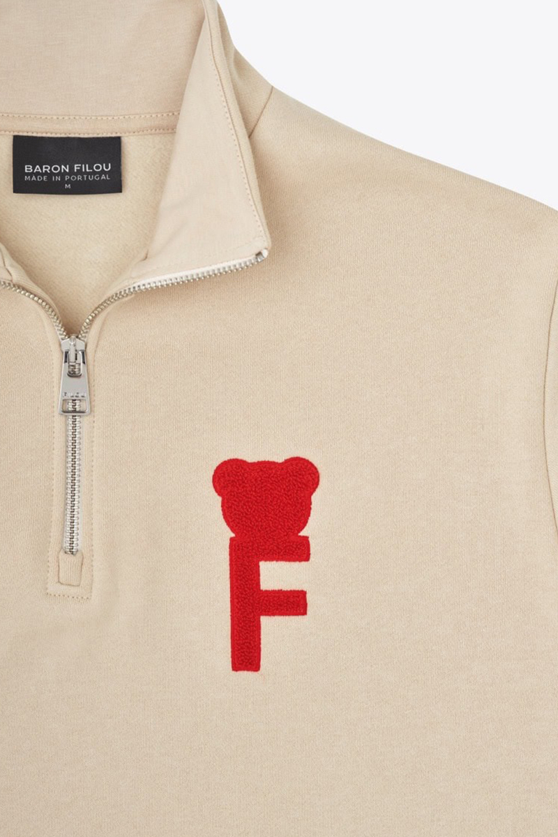Baron Filou Sweater Chenille F Half Zip Beige