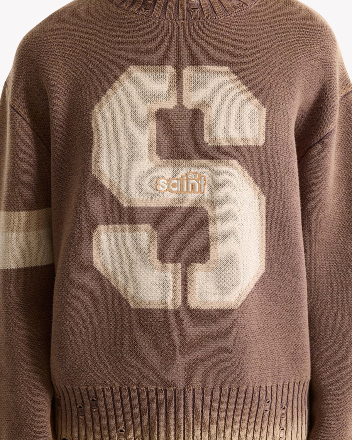 Saint Blanc Trui Mink Cut Neck Sweater Bruin