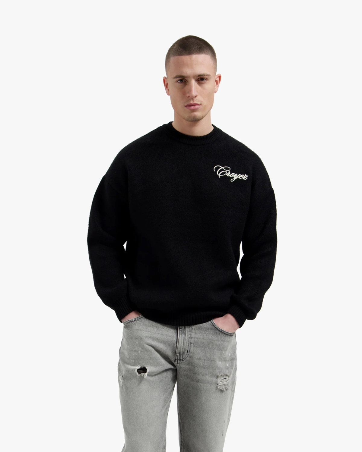 Croyez Trui Script Knit Sweater Zwart