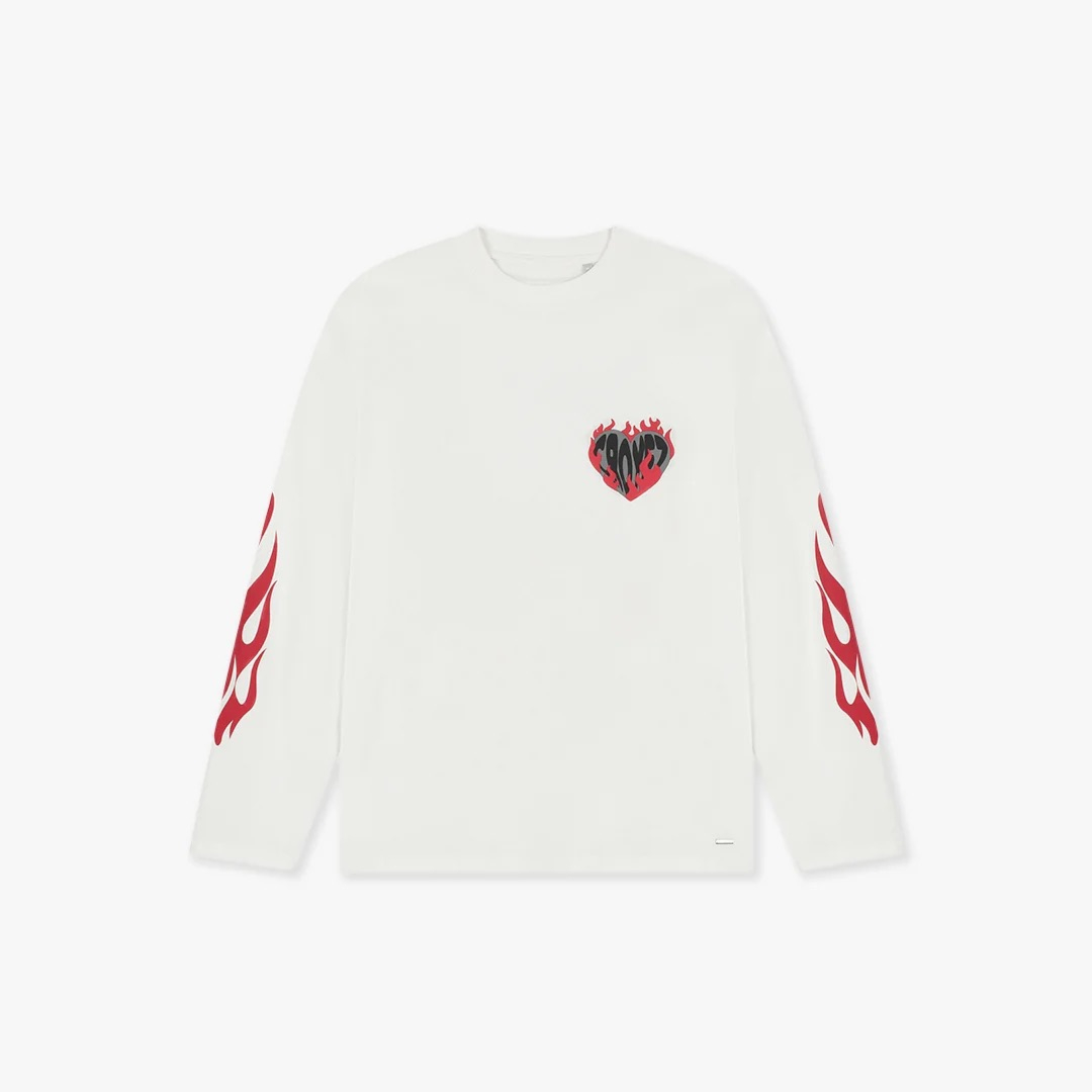 Croyez T-shirt Heart On Fire Longsleeve Off White