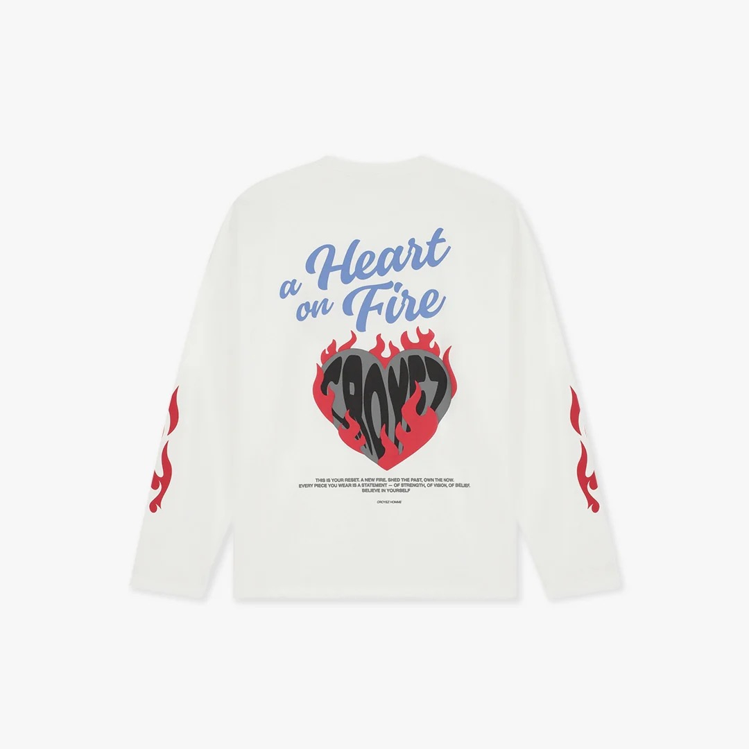 Croyez T-shirt Heart On Fire Longsleeve Off White