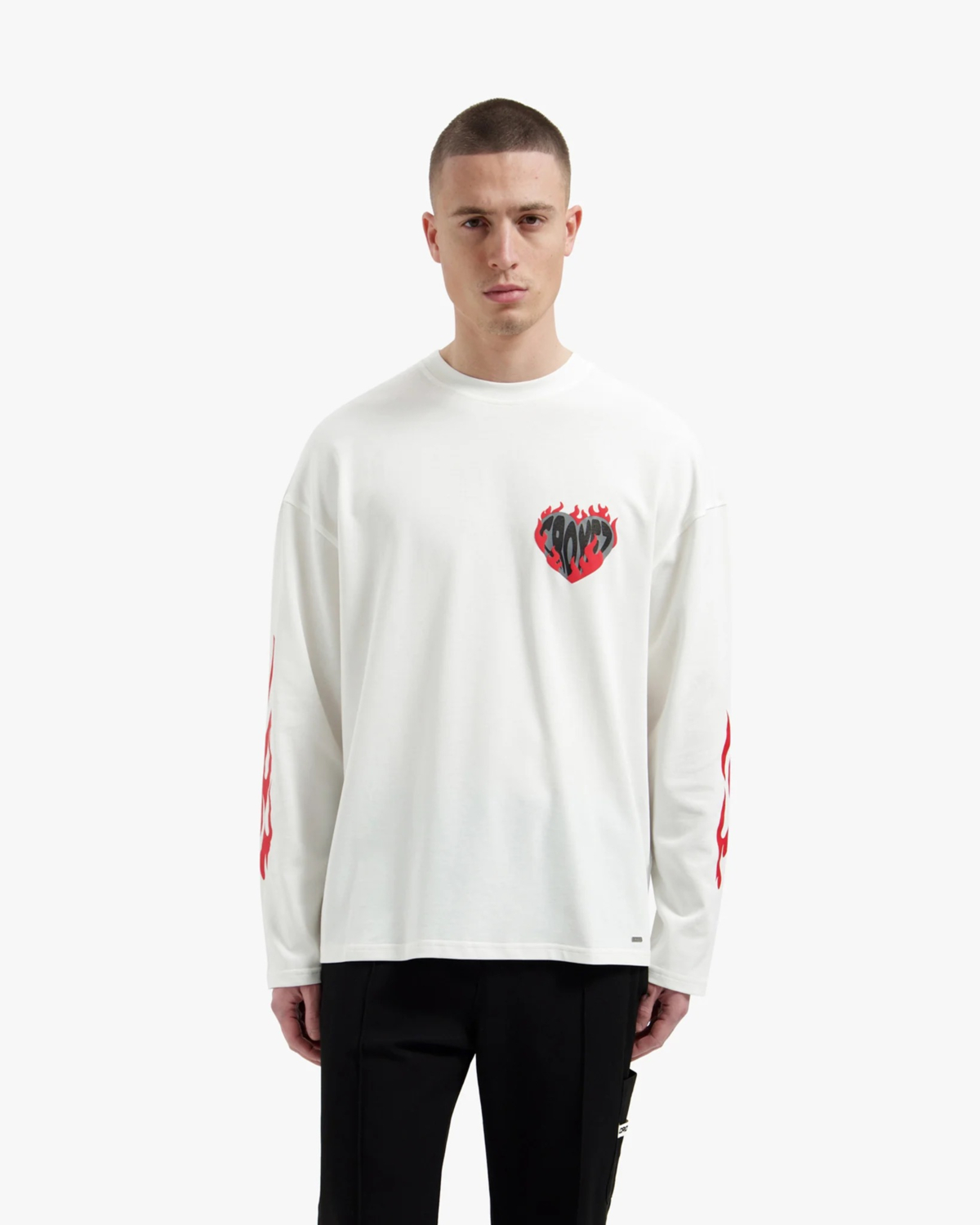 Croyez T-shirt Heart On Fire Longsleeve Off White