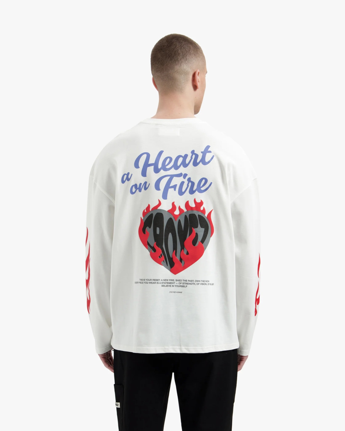 Croyez T-shirt Heart On Fire Longsleeve Off White