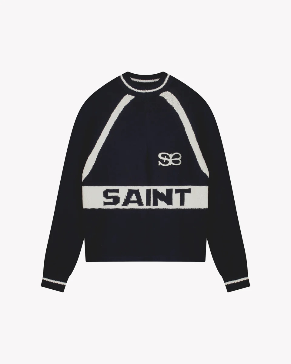 Saint Blanc Trui Heavy Cycling Knit Top D-blauw