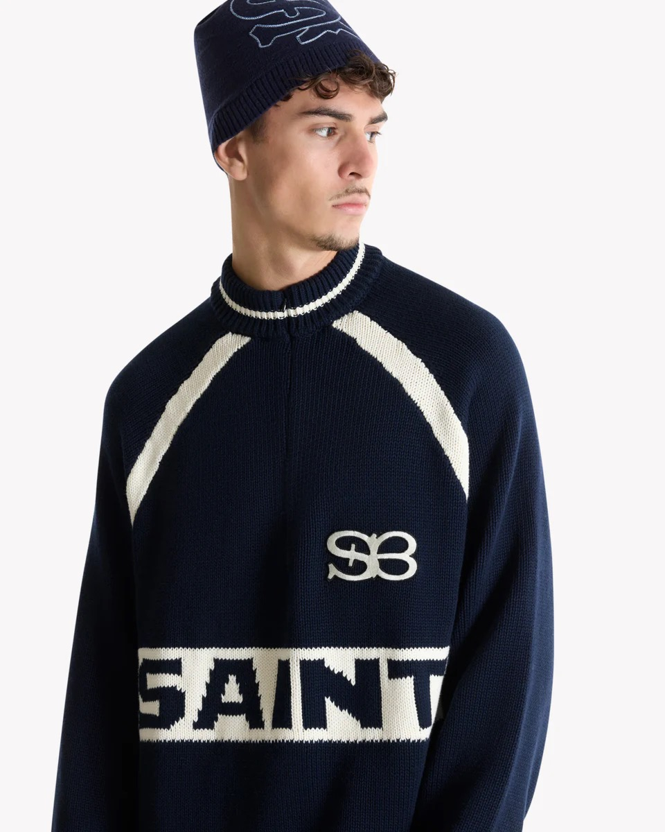 Saint Blanc Trui Heavy Cycling Knit Top D-blauw