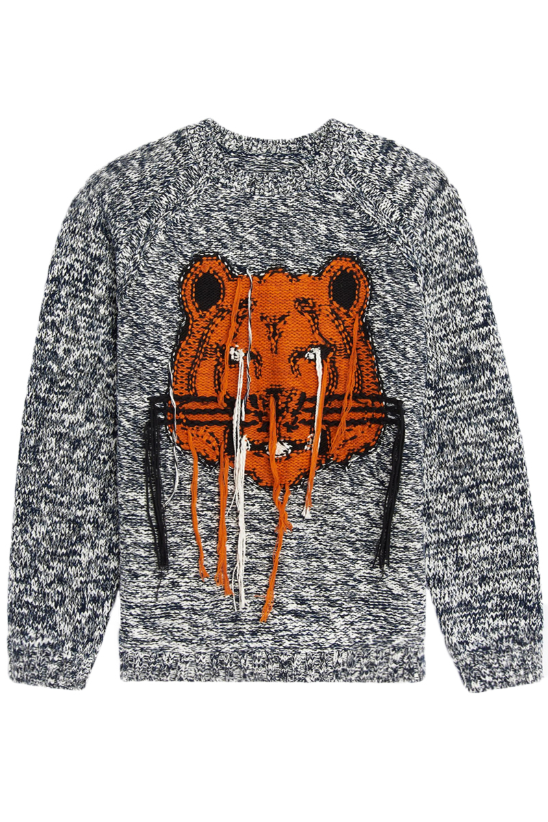 geweld Maak een bed Kruiden Kenzo Intarsia Tiger Knitted Sweater Grey
