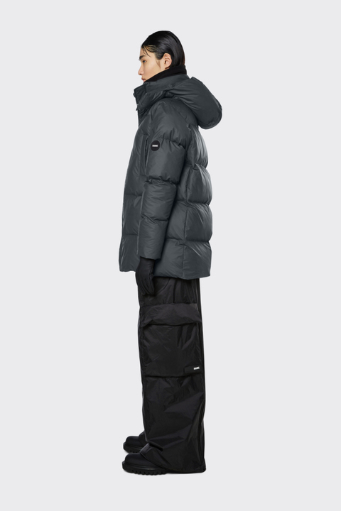 Rains Jas Boxy Puffer Parka Grijs