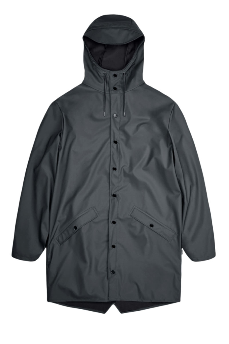 Rains regenjas Long jacket grijs | Tip de Bruin