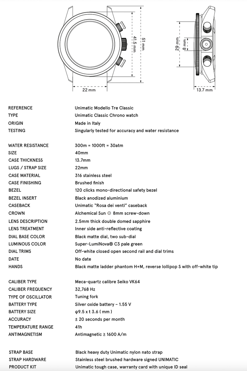 Unimatic Horloge Uc3 Classic Individually Numbered Uni