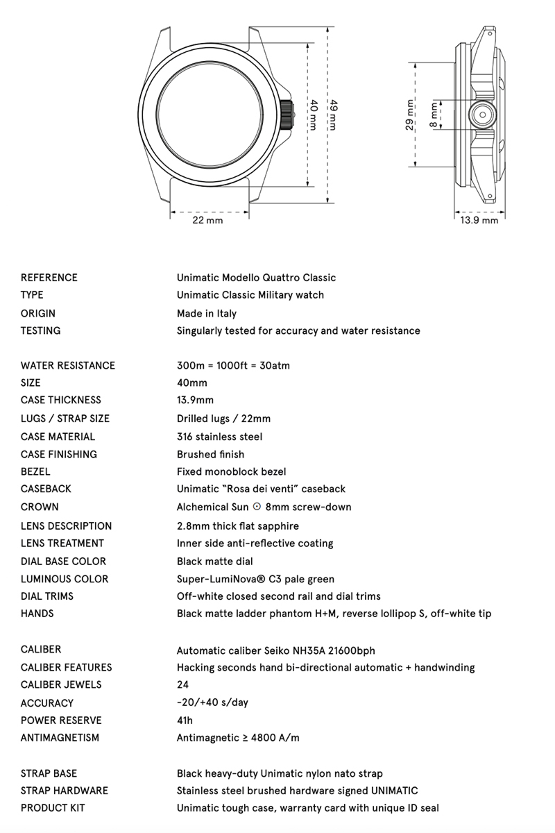 Unimatic Horloge Uc4 Classic Individually Numbered Uni