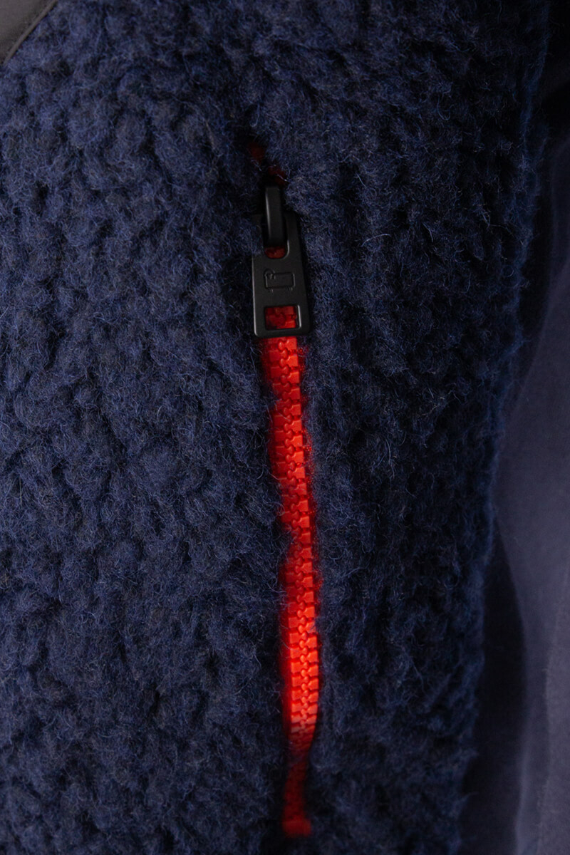 Woolrich Sweater Curly Fleeche Zip D-blauw