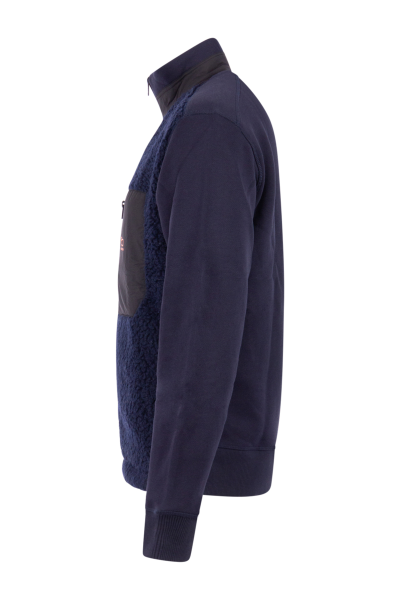 Woolrich Sweater Curly Fleeche Zip D-blauw