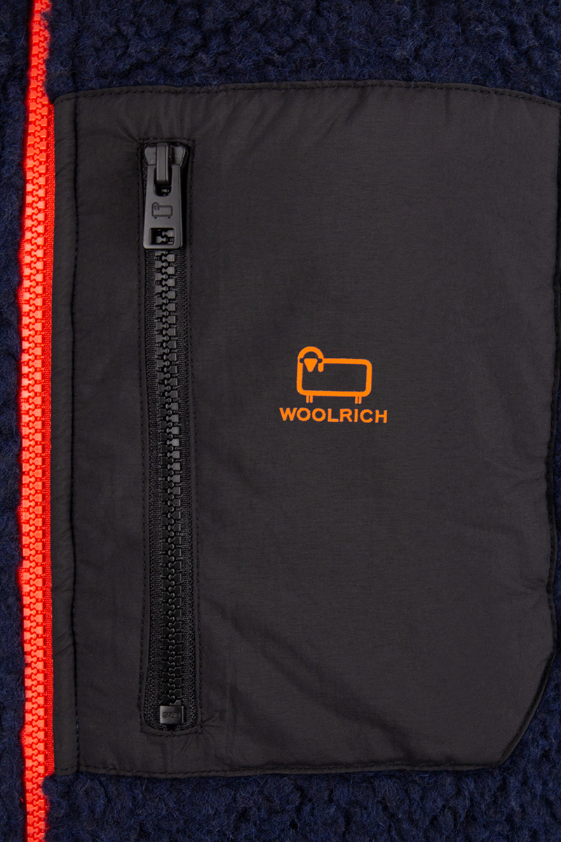 Woolrich Sweater Curly Fleeche Zip D-blauw