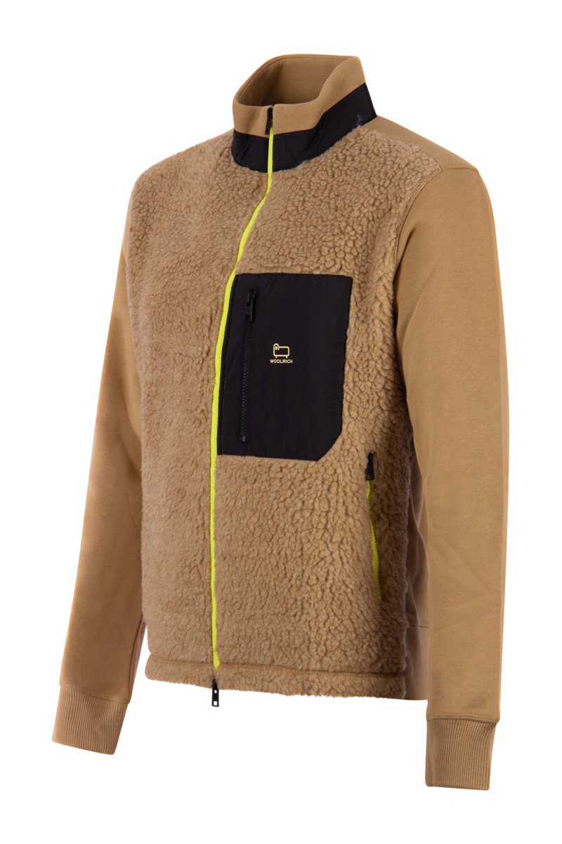Woolrich Sweater Curly Fleeche Zip Goud