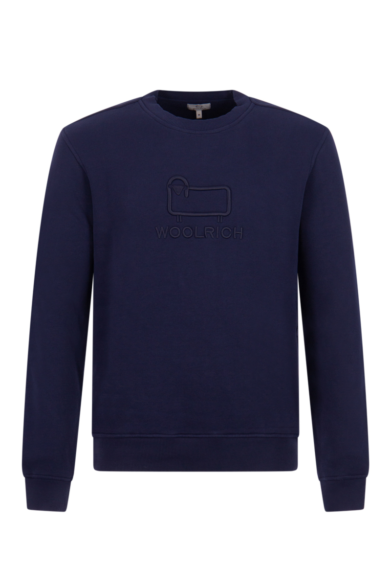 Woolrich Sweater Fleeche Crew D-blauw