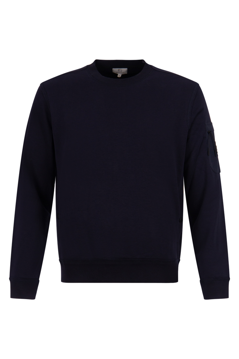 Woolrich Sweater Logo Crew Neck D-blauw