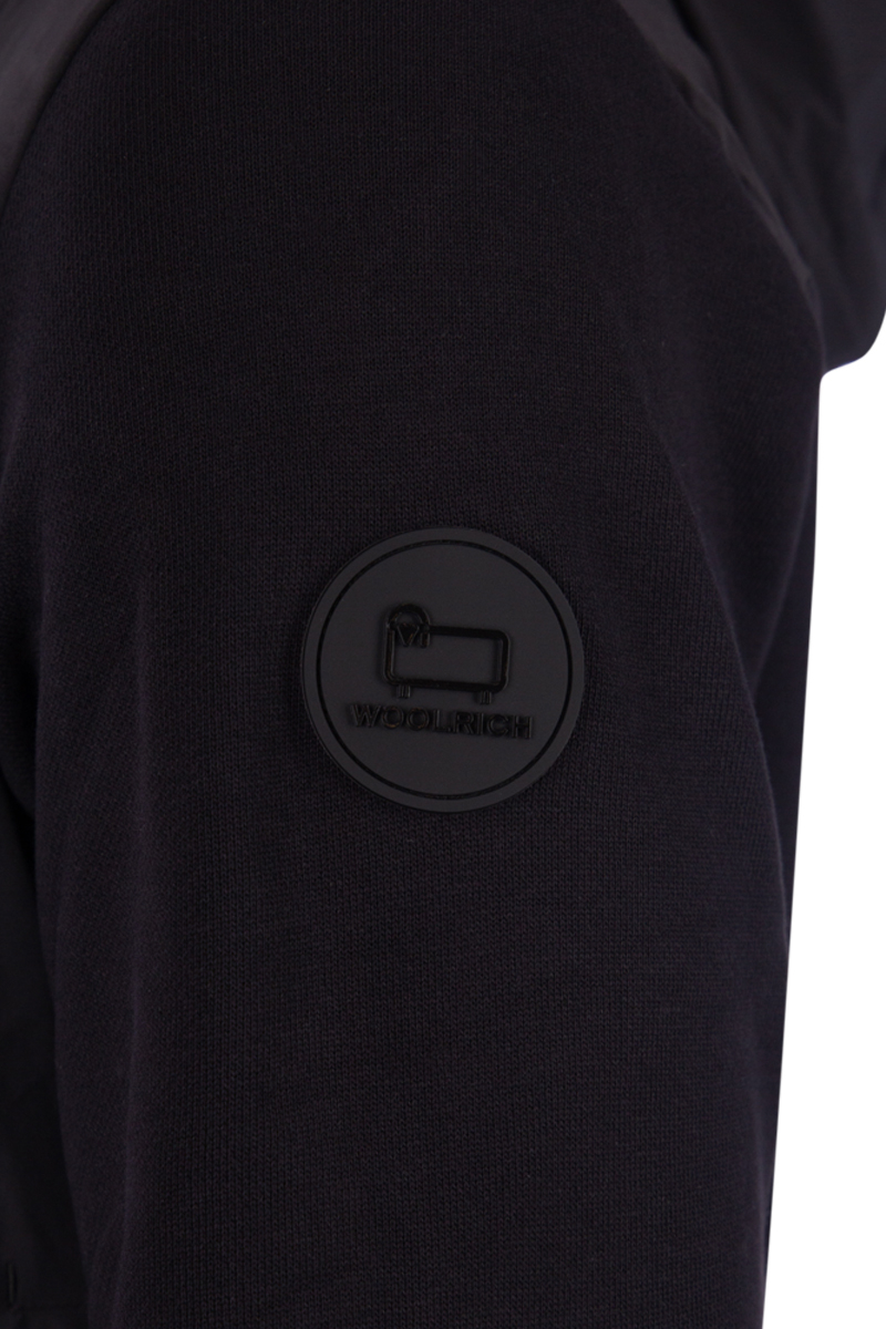 Woolrich Sweater Mix Media Hooded Zwart