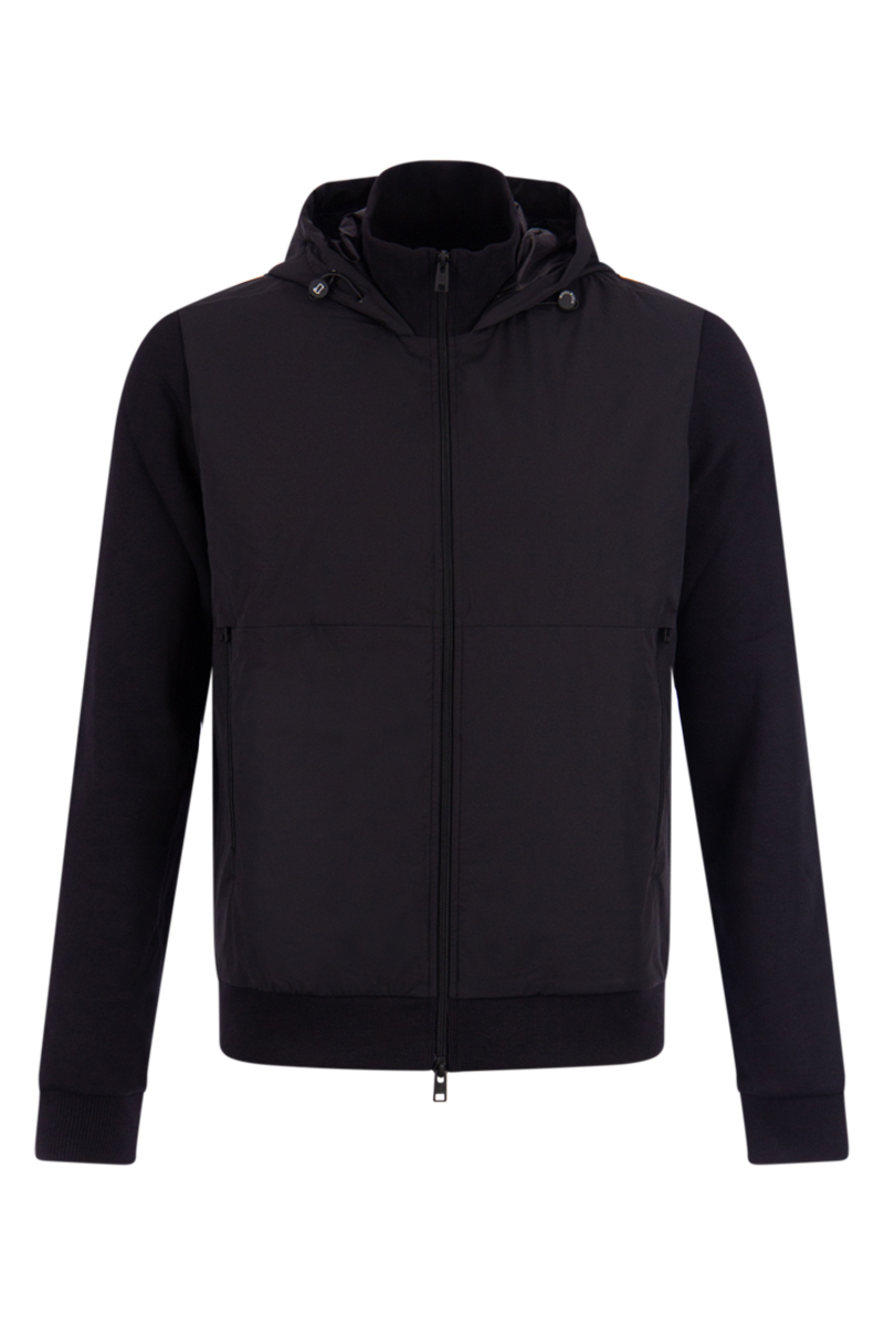 Woolrich Sweater Mix Media Hooded Zwart
