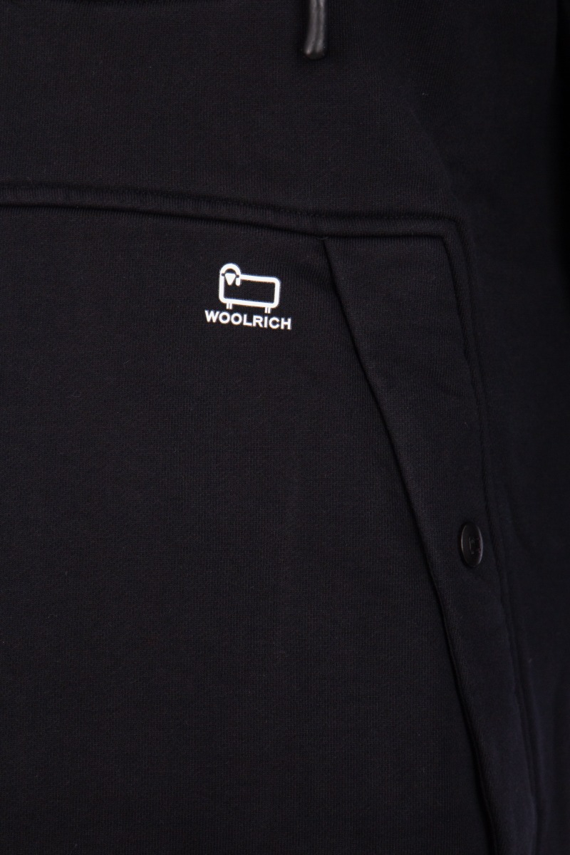 Woolrich Sweater Mixmedia Hoodie Zwart