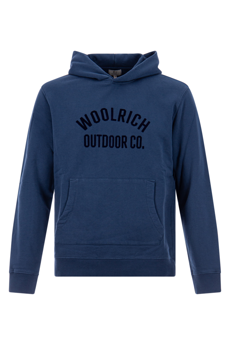 Woolrich Sweater Script Hoodie Blauw