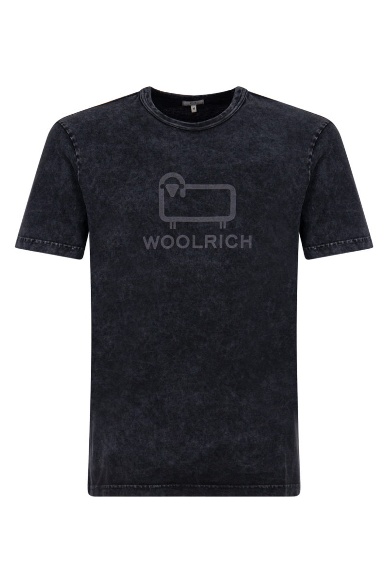 Woolrich T-shirt Macro Logo Tee Zwart