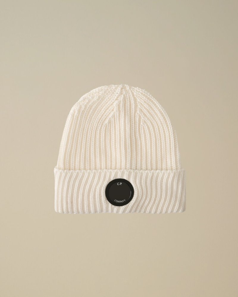 Cp Company Muts Merino Wool Lens Beanie Off White