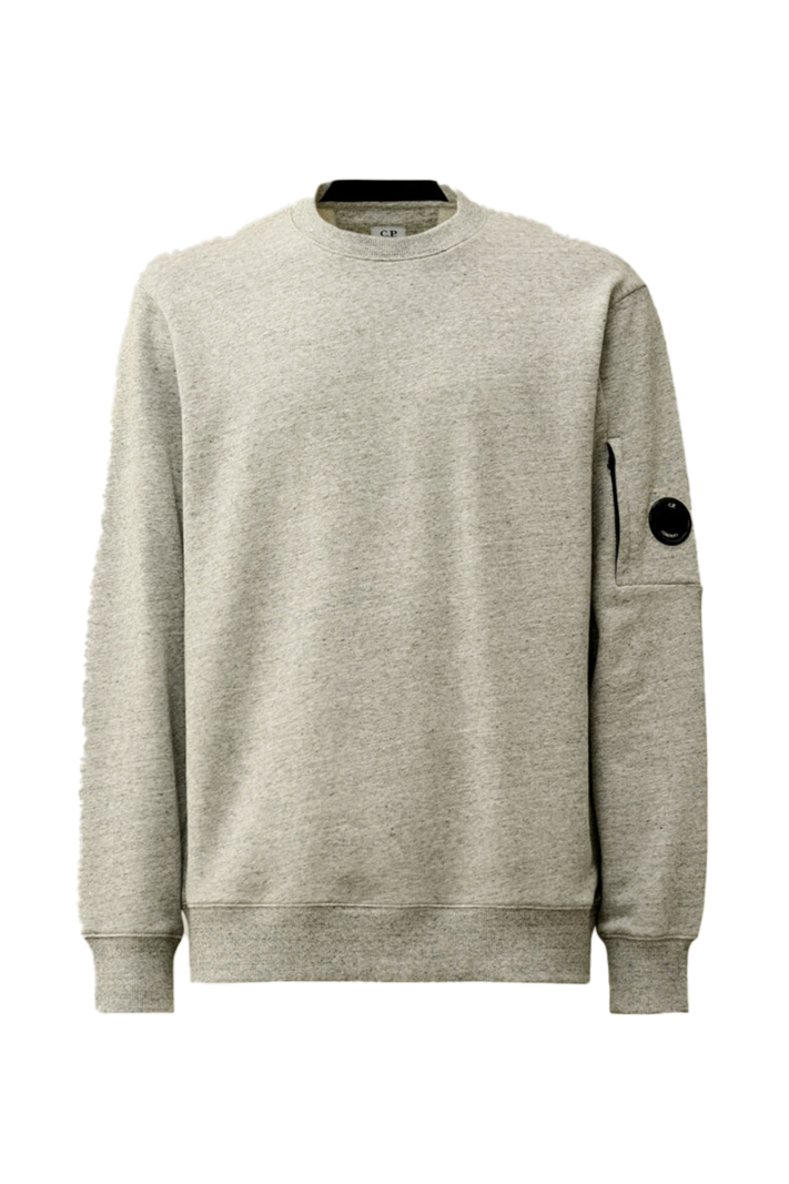 Cp Company Sweater Diagonal Raised Fleece Crew Neck Lens Sweatshirt Grijs