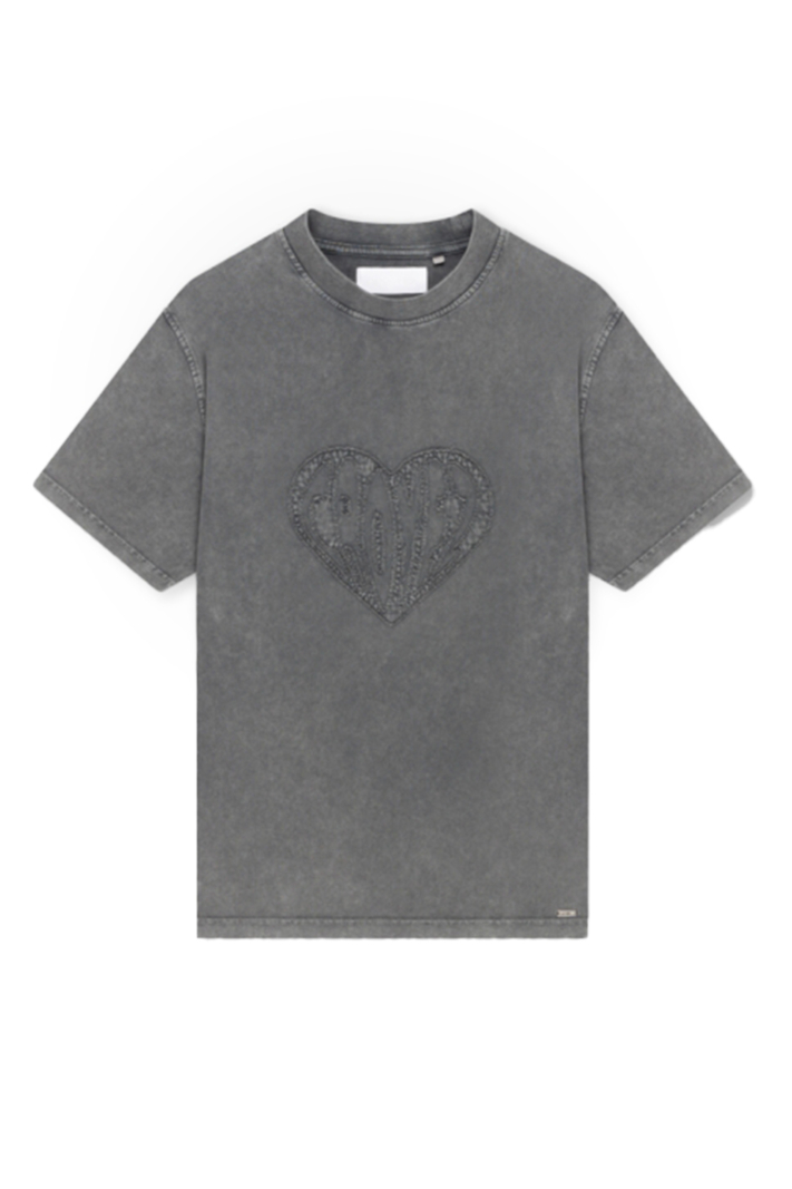 Croyez T-shirt Cut Out Out Heart T-shirt Grijs