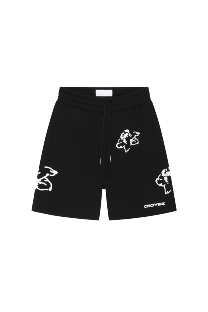 Croyez Short Initial Flower Shorts Zwart