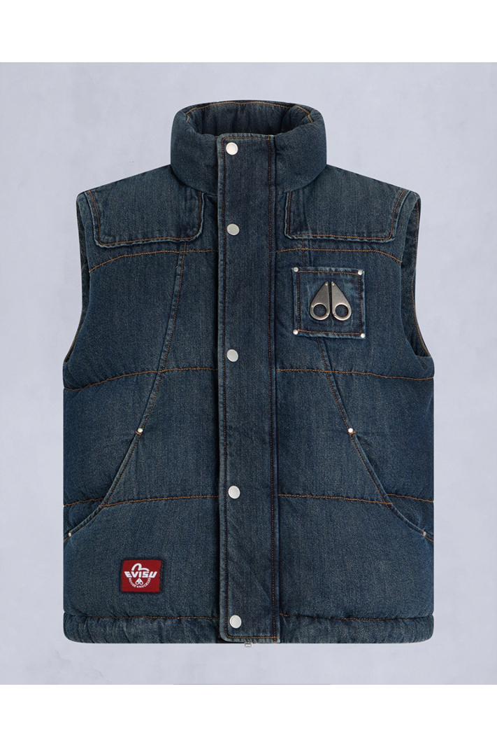 Moose Knuckles Bodywarmer Evisu X Moose Denim Down Vest Blauw
