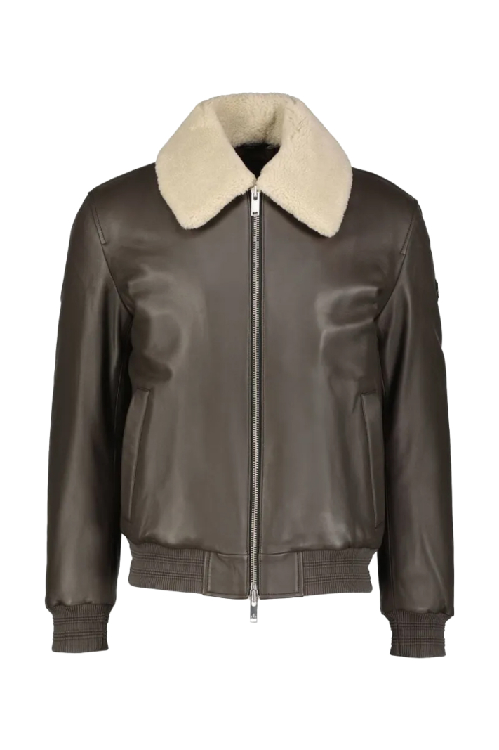Moose Knuckles Jas Toba Bomber Leather Bruin