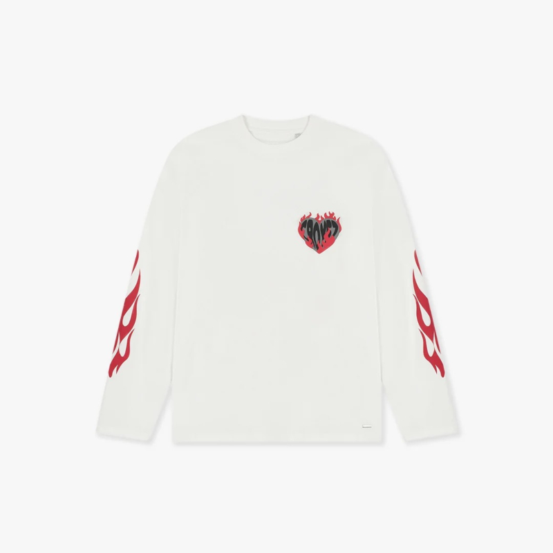 Croyez T-shirt Heart On Fire Longsleeve Off White
