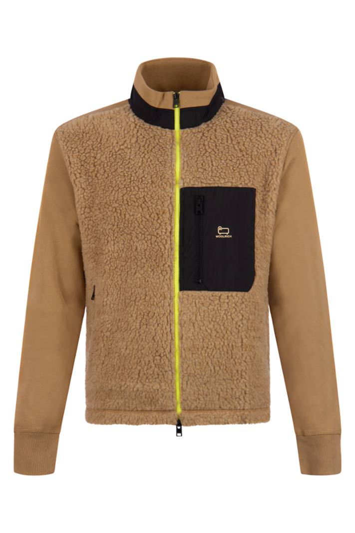 Woolrich Sweater Curly Fleeche Zip Goud